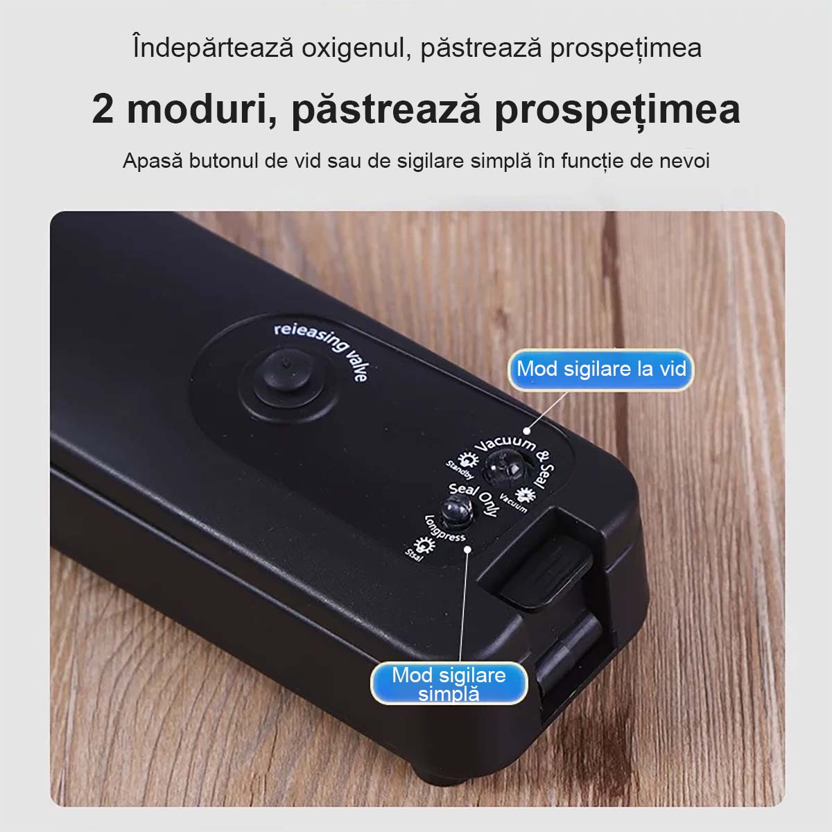 Aparat de ambalat vid pentru uz casnic, mic, automat, cu sigilare, aparat de vidat portabil pentru conservarea alimentelor