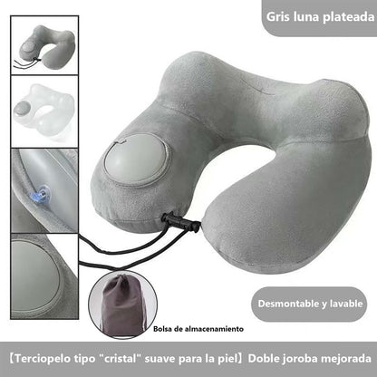 Almohada inflable U de presión en el centro, de gran demanda, almohada de viaje inflable portátil, ideal para exteriores, negocios, uso doméstico o como reposacabezas en el automóvil.