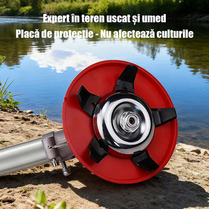 Disc universal multifuncțional pentru cosit: cap de tăiat pentru iarbă, buruieni și tufișuri, compatibil cu mașini de tuns gazonul, accesoriu pentru uscat și terenuri umede de orez, cap de tăiat pentru lucru pe uscat și apă.