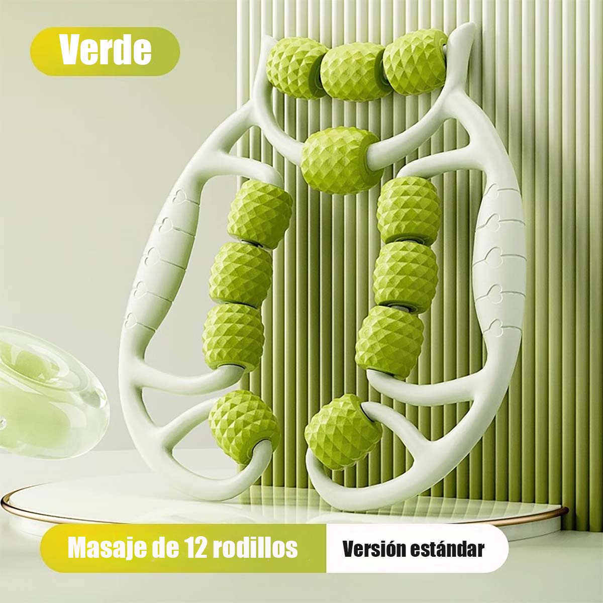 Rodillo masajeador para piernas, artefacto de adelgazamiento, rueda anular de compresión, relajador de músculos de pantorrilla y muslo, barra tipo "dientes de lobo" para masaje en piernas.