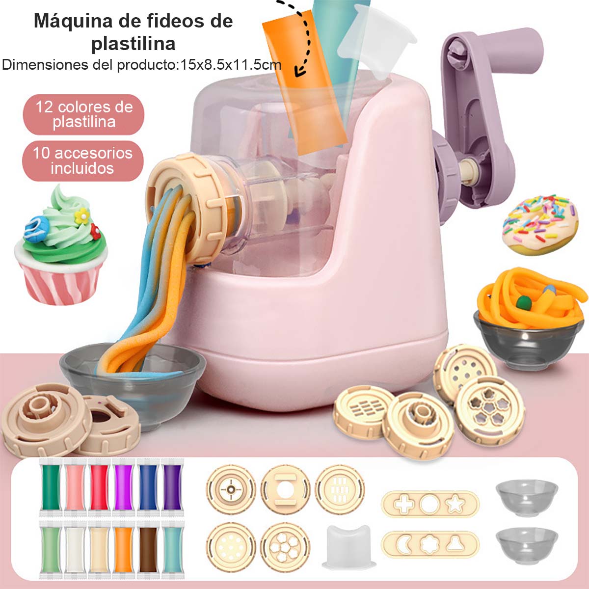 Máquina de hacer espaguetis con plastilina colorida para niños, juguete de arcilla ultraligera para manualidades, juego de rol para guardería, set de moldes para plastilina.