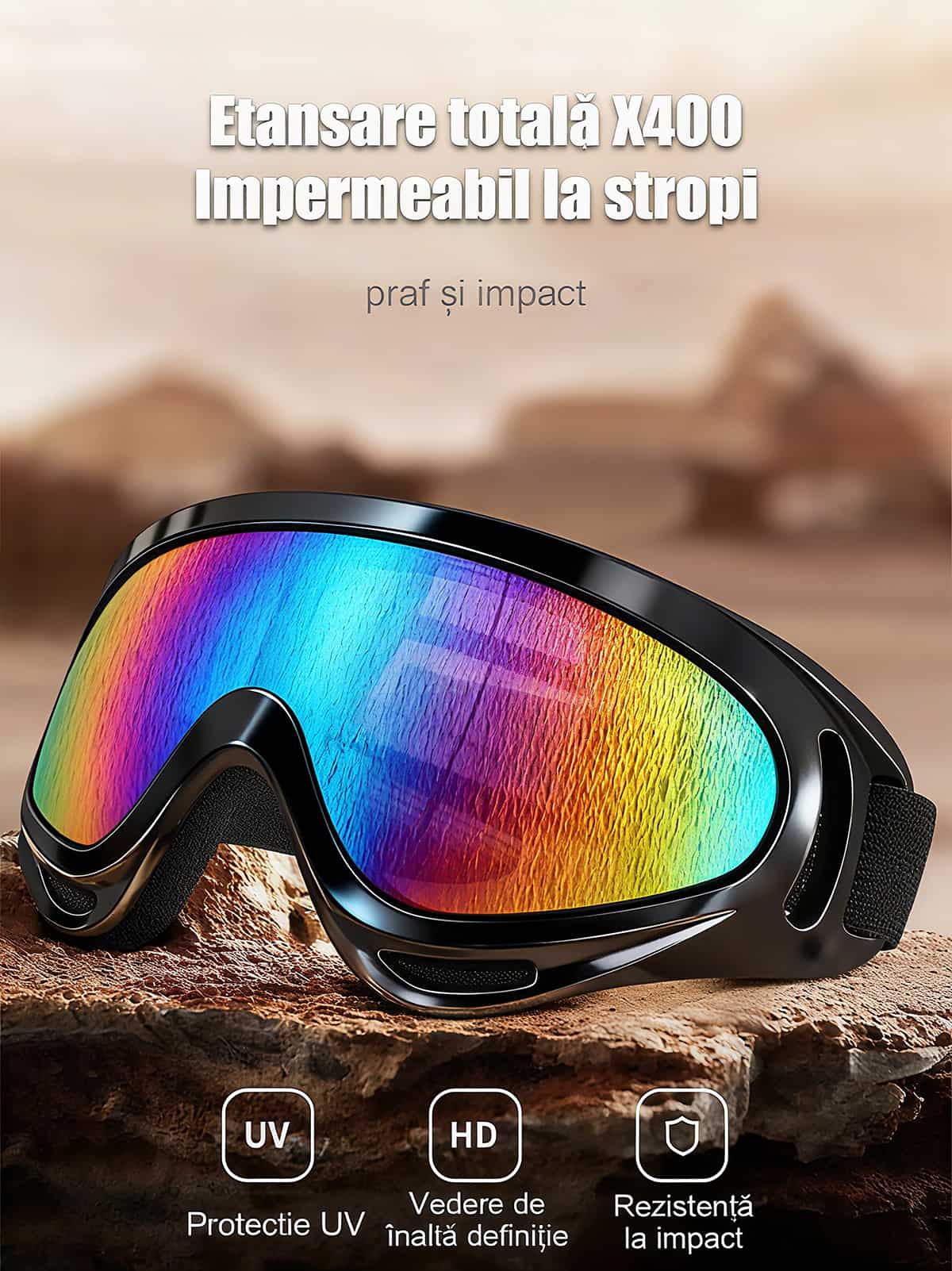 Ochelari de protecție împotriva vântului X400, unisex, pentru sport, schi, motocicletă, ciclism și activități în aer liber – model pentru adulți și copii