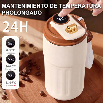 Nueva botella térmica inteligente con indicador de temperatura, de acero inoxidable 316, para hombre y mujer. Taza de café de alta estética, portátil y de diseño minimalista.