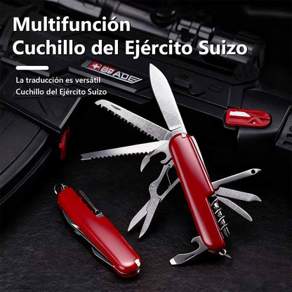 Multiherramienta plegable EDC de 17 funciones: cuchillo afilado, destornilladores, abrelatas y más. Ideal para camping, auto-defensa y viajes. ¡Stock disponible, tamaño bolsillo!