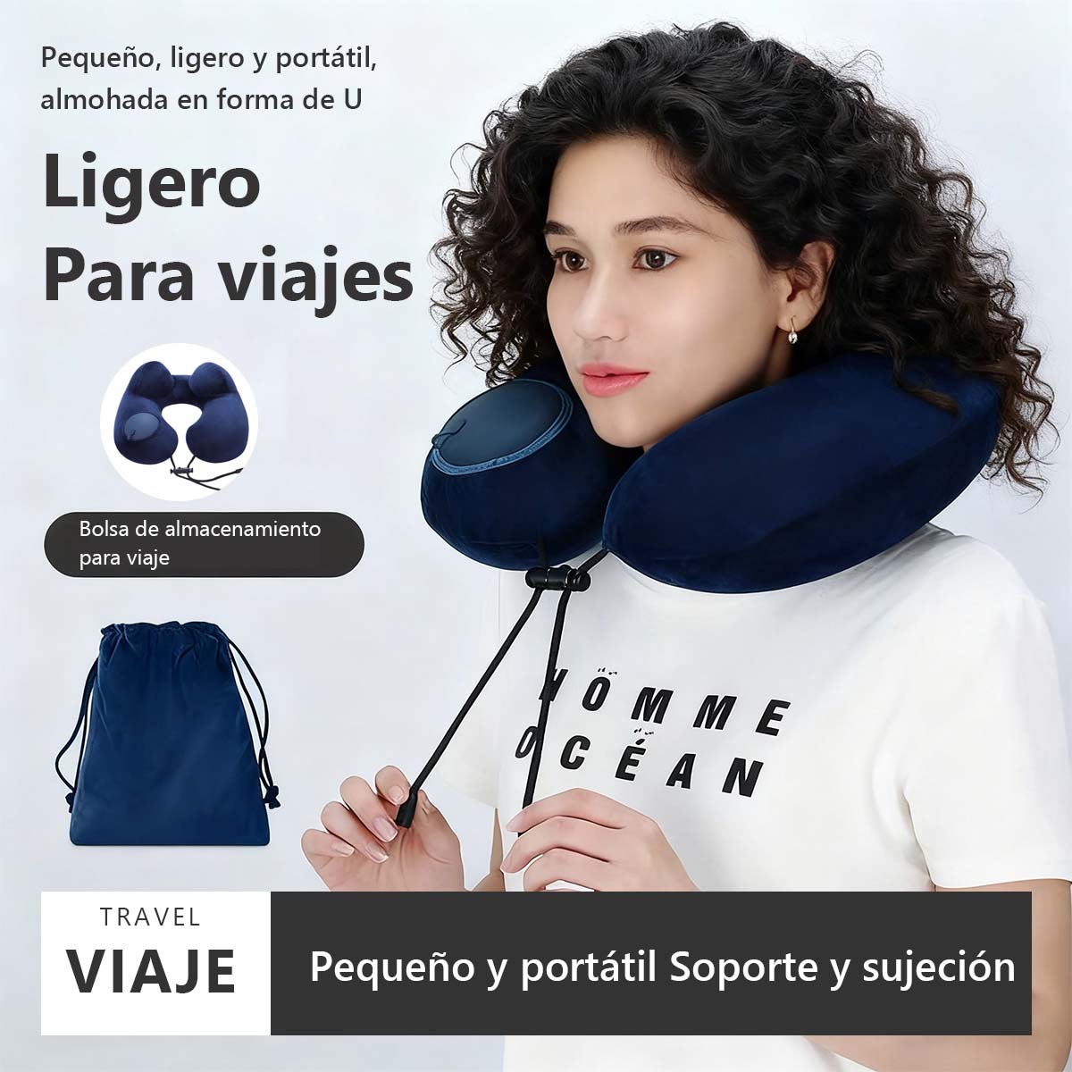 Almohada inflable U de presión en el centro, de gran demanda, almohada de viaje inflable portátil, ideal para exteriores, negocios, uso doméstico o como reposacabezas en el automóvil.