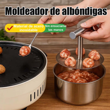 "Herramienta para hacer albóndigas de acero inoxidable para el hogar, molde de cocina, ideal para hacer albóndigas, bolas de carne o de pescado, herramienta versátil para uso comercial y diario."