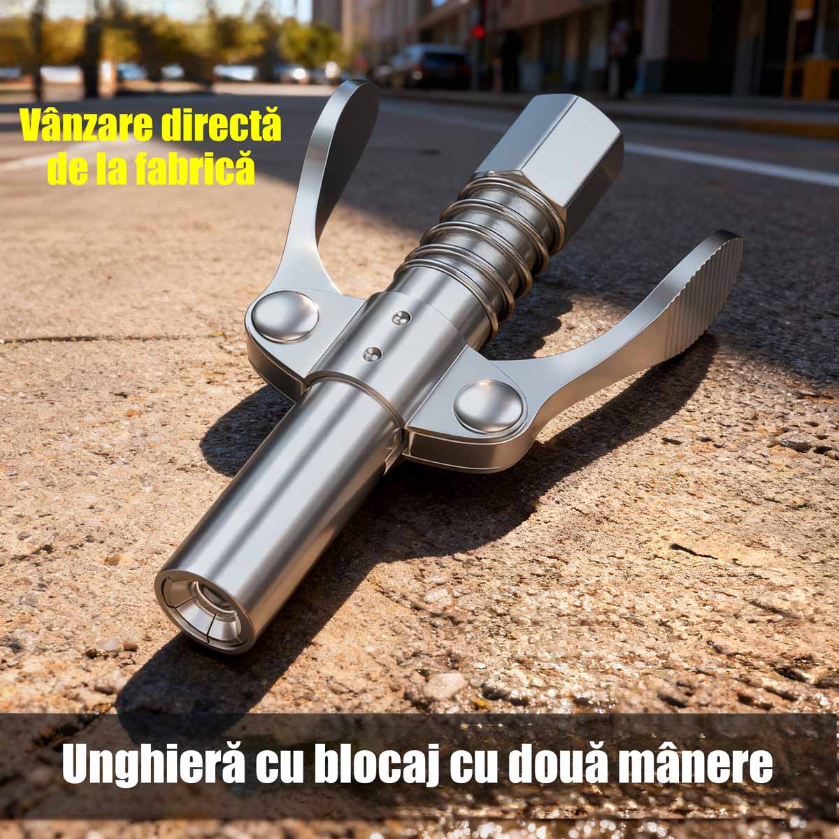 Cutie pentru unsoare cu duze de alimentare și mâner dublu