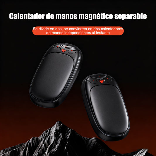 Calentador de manos magnético desmontable 2 en 1, recargable, con temperatura ajustable, a prueba de explosiones, portátil y compacto; ideal como regalo de invierno.