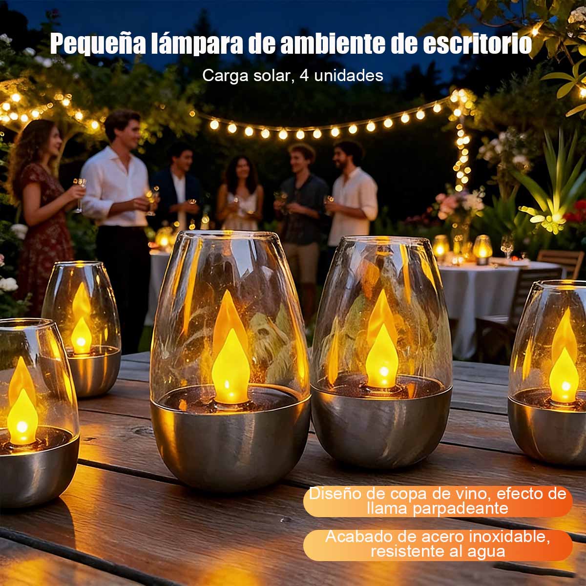 "Lámpara de copa de vino con vela solar, lámpara LED impermeable para exteriores, ideal para decorar jardines, céspedes y patios, creando una atmósfera agradable y una iluminación paisajística."