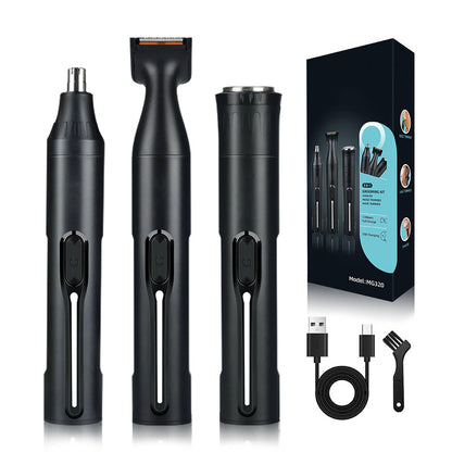 Nuevo kit de accesorios multifunción para hombre: Recortador eléctrico 3 en 1 (vello nasal, afeitado, patillas y cejas).