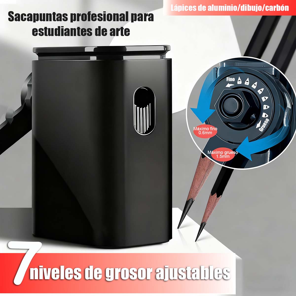 Sacapuntas manual para bellas artes: Ideal para carbón y grafito de dibujo