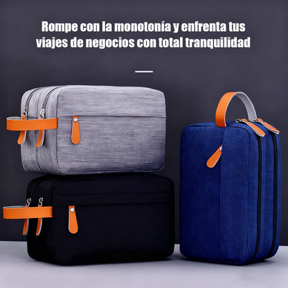 Bolso de aseo de alta gama, gran capacidad, bolso de mano portátil para viajes, con compartimentos organizadores, estuche para maquillaje.