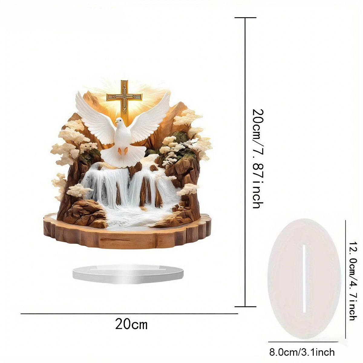 Adorno Boho Moderno para Escritorio - Decoración Acrílica con Paloma de la Paz y Paisaje Natural