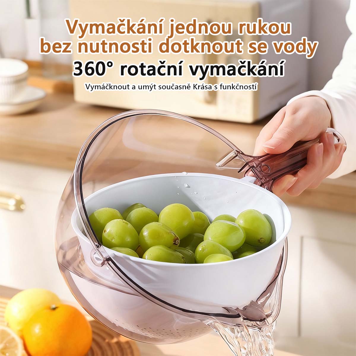 Nový model multifunkčního sítka na mytí rýže a zeleniny do kuchyně, s madlem, sítko na rýži, mycí košík na zeleninu a ovoce, odkapávací košík.