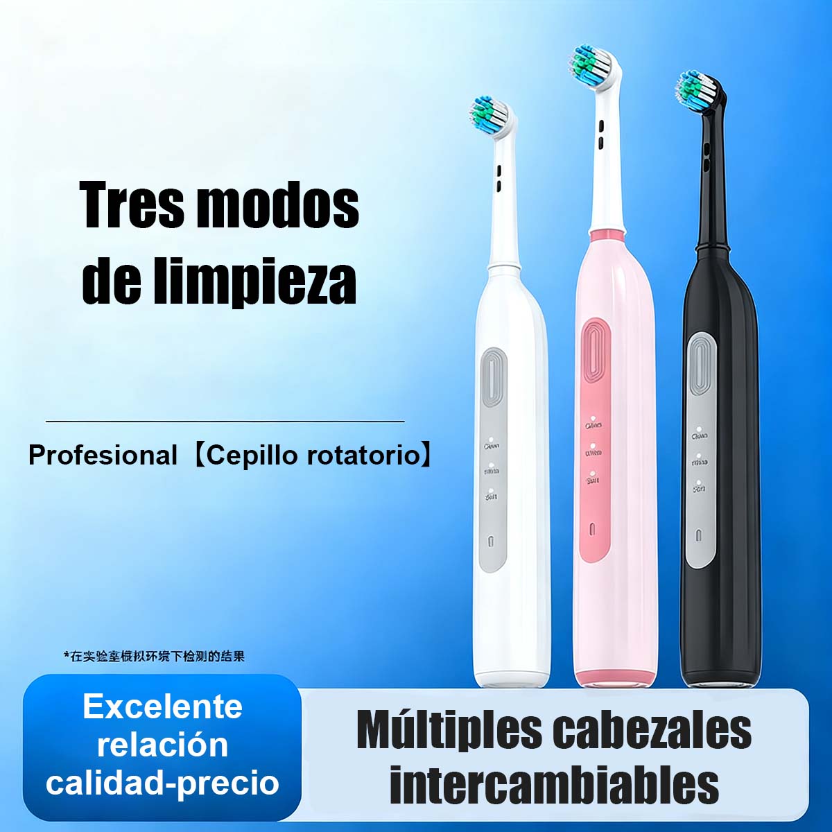 "Cepillo de dientes eléctrico rotatorio de tendencia, larga duración, estándar DuPont de limpieza, eje metálico, cabezal redondo."