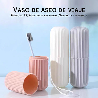 Estuche de cepillo de dientes de plástico, vaso portátil para cepillarse, kit de enjuague bucal, taza grande para pasta de dientes, caja de almacenamiento para utensilios dentales