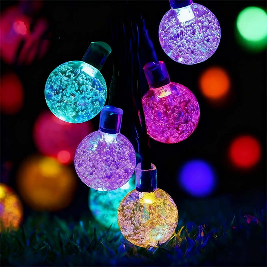 LED burbuja de luz solar, luces decorativas para exteriores, impermeables, perfectas para camping y jardines, con luces intermitentes.