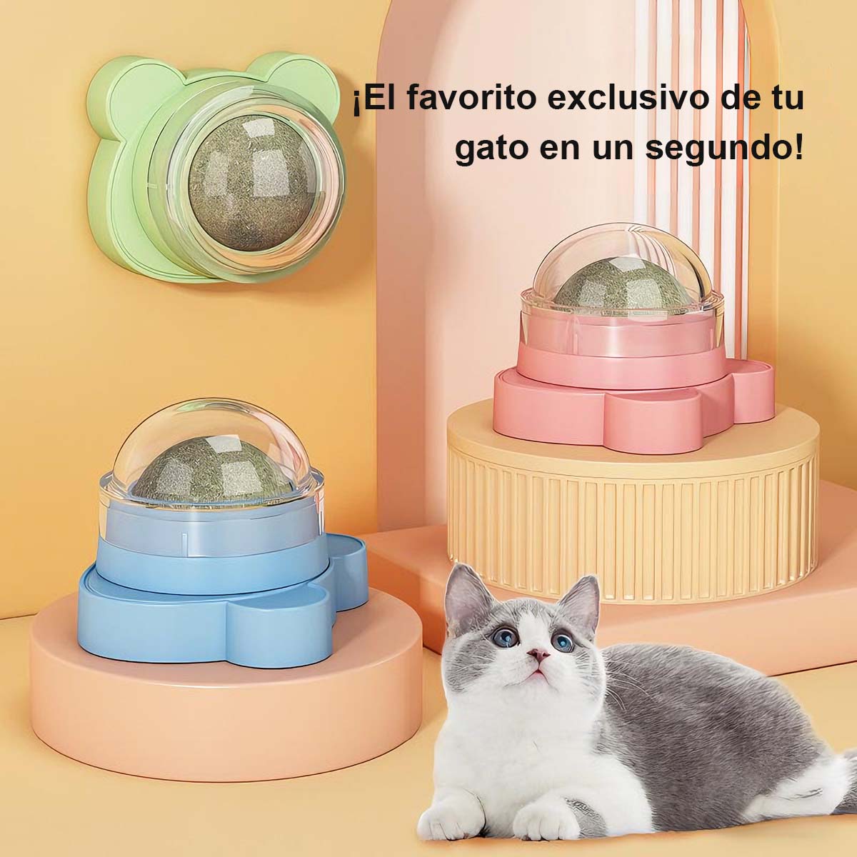 Pelota de hierba gatera, juguete para gatos, limpia dientes y molares, resistente y duradero, para aliviar el aburrimiento y activar la diversión de los gatos y gatitos.