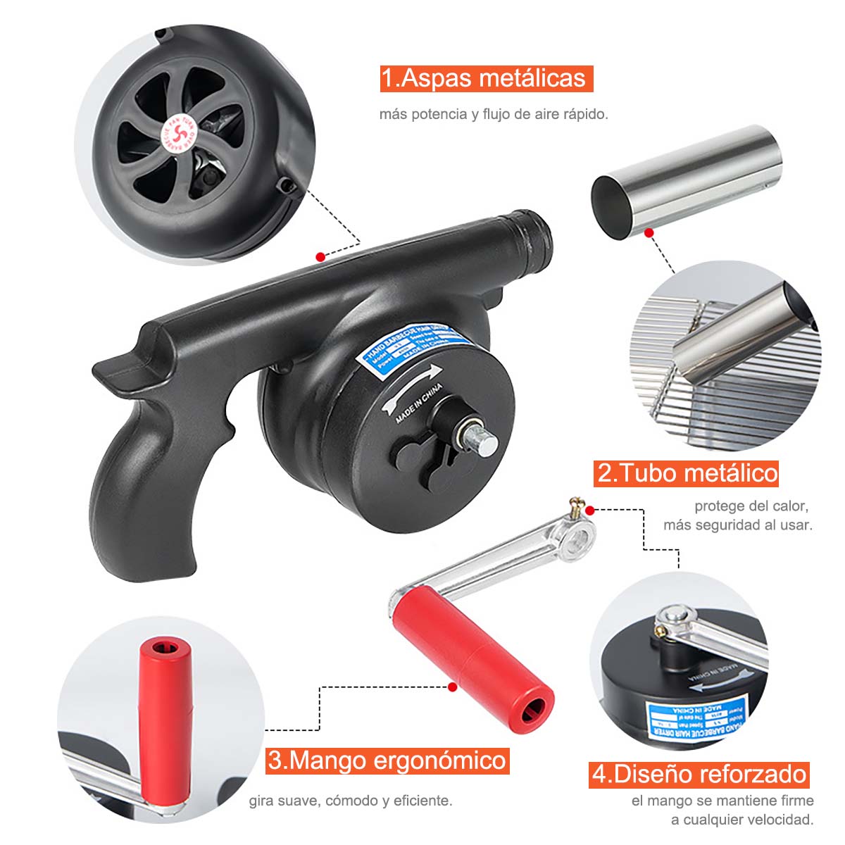 “CLS Ventilador manual para exteriores, herramienta de encendido pequeña para camping, barbacoa y cocina al aire libre, con gran potencia de viento.”