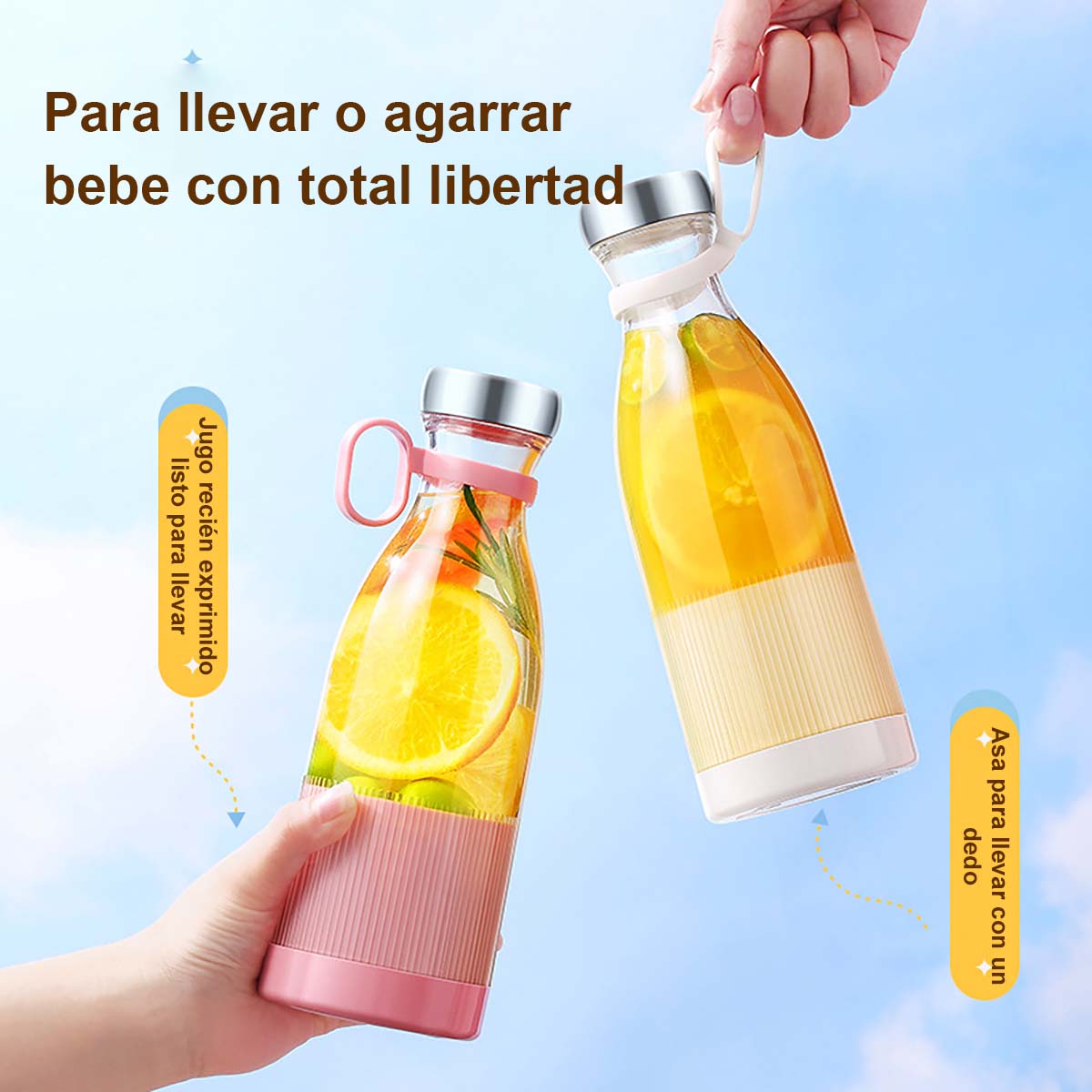 Extractor de jugo, licuadora mini portátil para casa, licuadora eléctrica USB, vaso para jugos de moda.