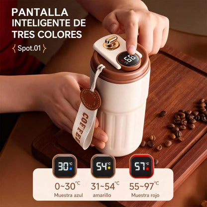 Nueva botella térmica inteligente con indicador de temperatura, de acero inoxidable 316, para hombre y mujer. Taza de café de alta estética, portátil y de diseño minimalista.