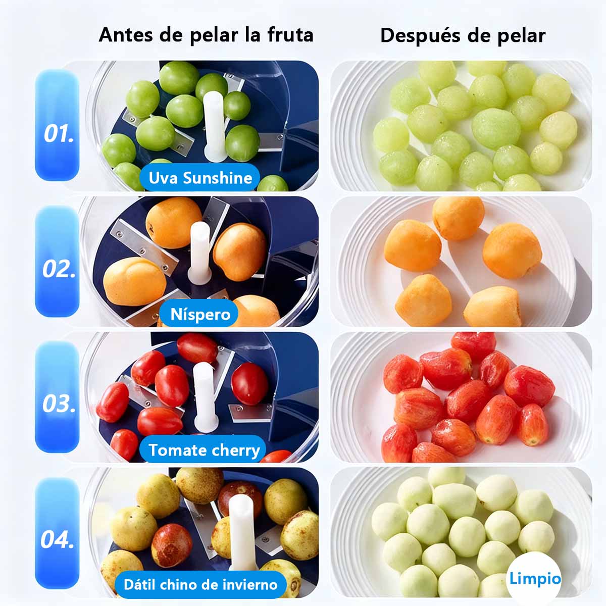 Máquina Milagrosa Automática para Pelar Uvas y Ajo - Eléctrica para Hogar y Negocio