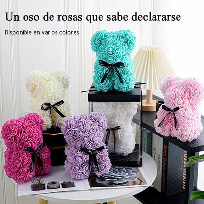 Oso de rosas de PE con espuma floral / Oso de flores de espuma / Caja de regalo de PVC para oso de flores