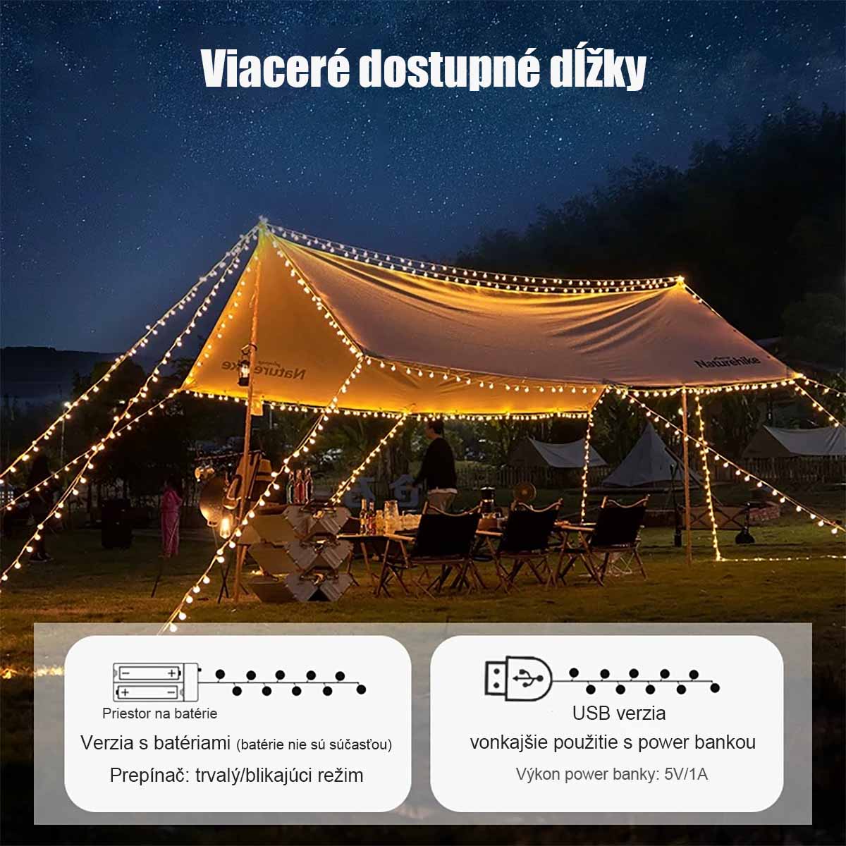 „LED svetelný reťazec s bublinkovými guľami, farebné svetlá, vonkajšie záhradné vodotesné dekoratívne svetlá na kempovanie a tienidlo.“