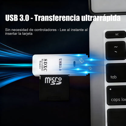 Lector de tarjetas 2 en 1 para TF/SD, lector USB de alta velocidad para cámaras.