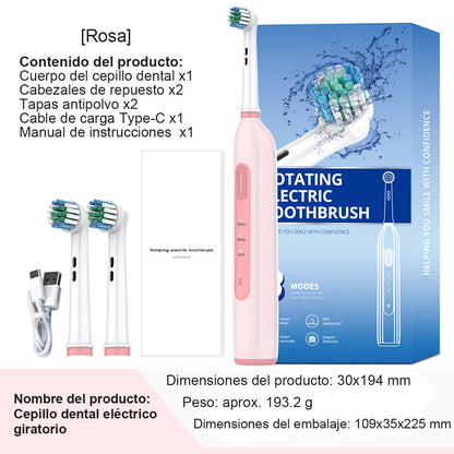 "Cepillo de dientes eléctrico rotatorio de tendencia, larga duración, estándar DuPont de limpieza, eje metálico, cabezal redondo."