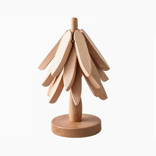 Manteles individuales de madera de haya, decorativos y resistentes al calor; ideales como posavasos, salvamanteles o base para ollas y tazones en el hogar.