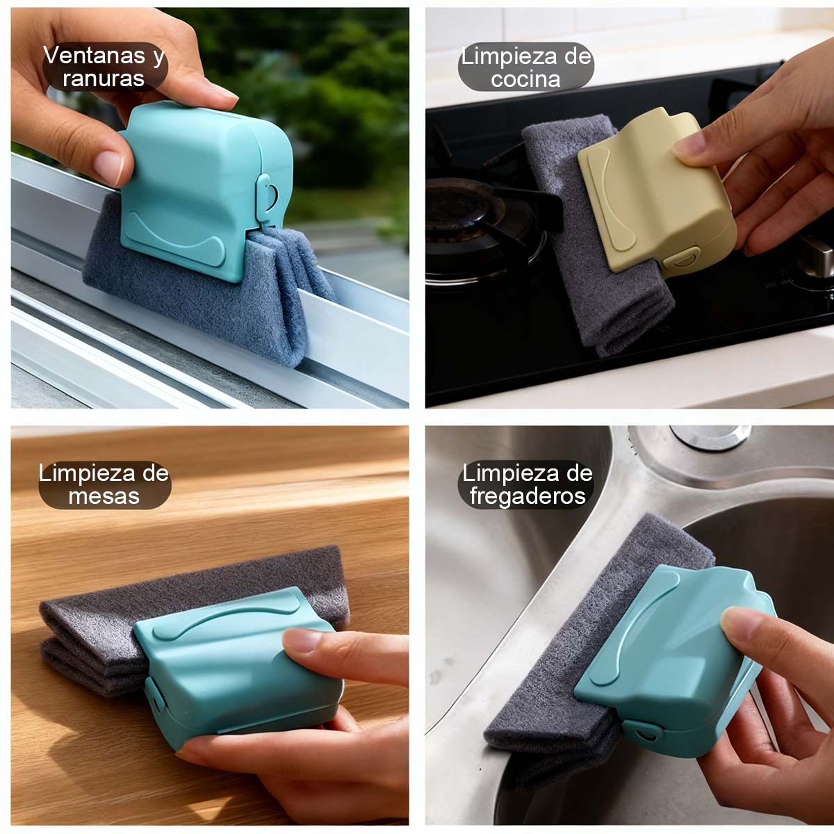 Cepillo limpiador para ranuras, esquinas y canales de ventanas