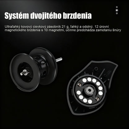 „Protiseková kovová čierno-červená baitcasting navijakov á sada s prútom – vhodná na ďaleké nahadzovanie, mostové chytanie a lov makrel.“