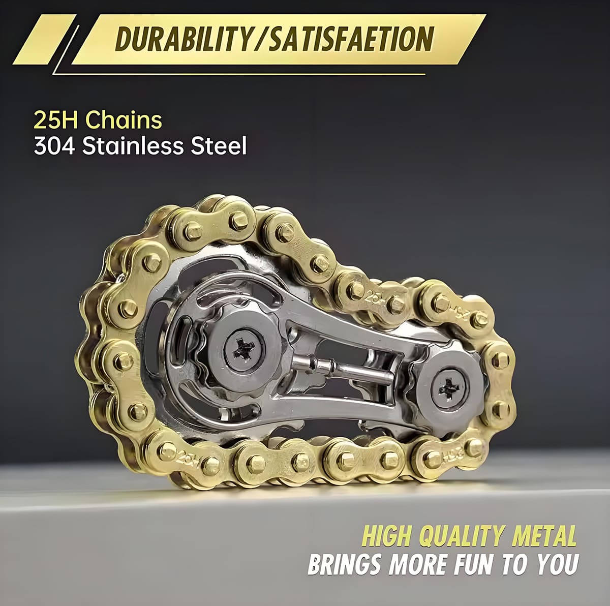 Girator de deget cu lanț și roată dințată, jucărie anti-stres