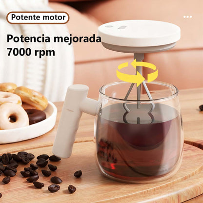 Vaso mezclador de vidrio totalmente automático y recargable, portátil, para café y leche en polvo, con mezcla silenciosa, vaso agitador ideal para oficina.