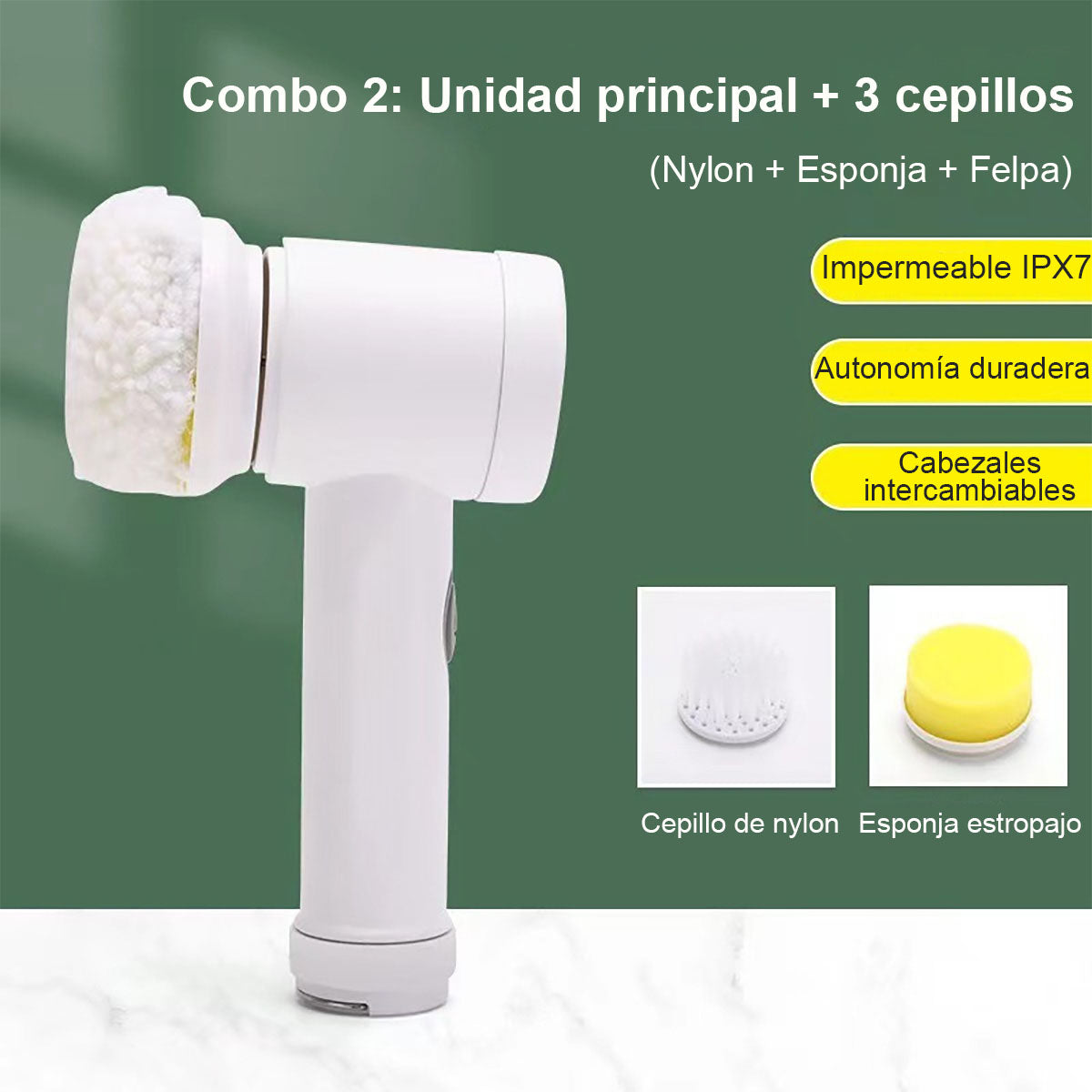 **Cepillo eléctrico de limpieza multifuncional, de mano, para cocina: lavar platos, fregadero, baño, azulejos y ollas.**