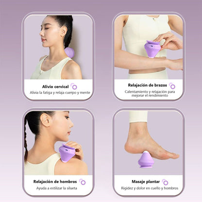 Bola de masaje eléctrica con succión para relajar puntos gatillo: masajeador vibratorio con calor para plantas del pie, cuello, hombros y zona lumbar