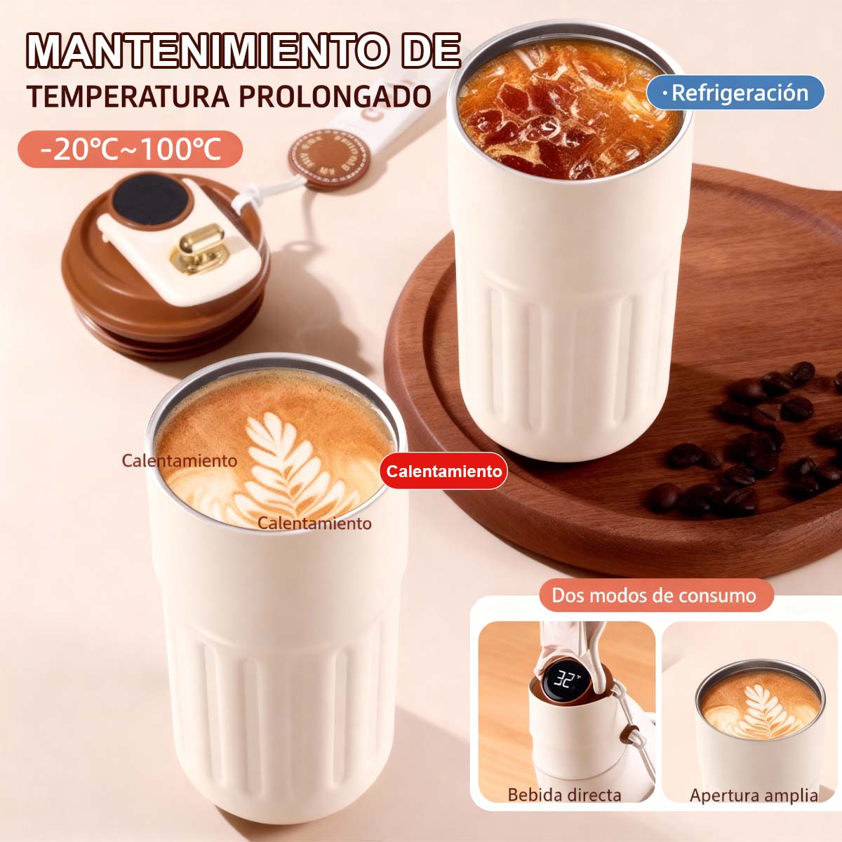 Nueva botella térmica inteligente con indicador de temperatura, de acero inoxidable 316, para hombre y mujer. Taza de café de alta estética, portátil y de diseño minimalista.