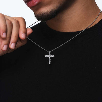 Colgante de cruz con diamantes completos, collar de estilo europeo y americano, diseño sencillo y elegante, cadena de clavícula versátil y personalizada.