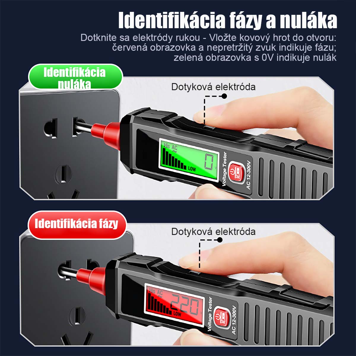 Inteligentný digitálny tester na meranie napätia, prenosný viacúčelový tester na meranie nulového a fázy, špeciálny tester pre elektrikárov