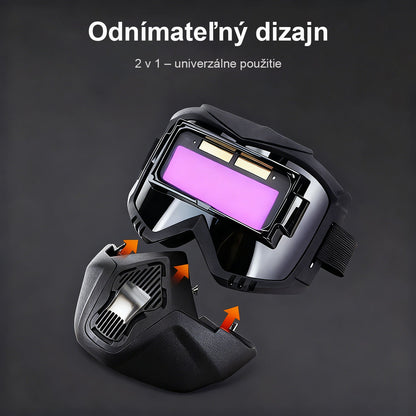 Automatická svetelná ochranná maska na celú tvár pre zváračov proti intenzívnemu svetlu a žiaru, oddelená dýchacia časť, priedušná a tepelne izolovaná, ochrana očí.