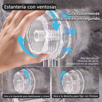 Estantería de baño con ventosas, colgante sin perforación, organizador de almacenamiento para lavabo, mueble colgante para espejo de baño.、