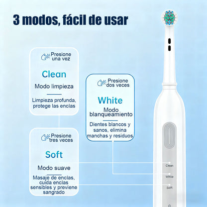 "Cepillo de dientes eléctrico rotatorio de tendencia, larga duración, estándar DuPont de limpieza, eje metálico, cabezal redondo."