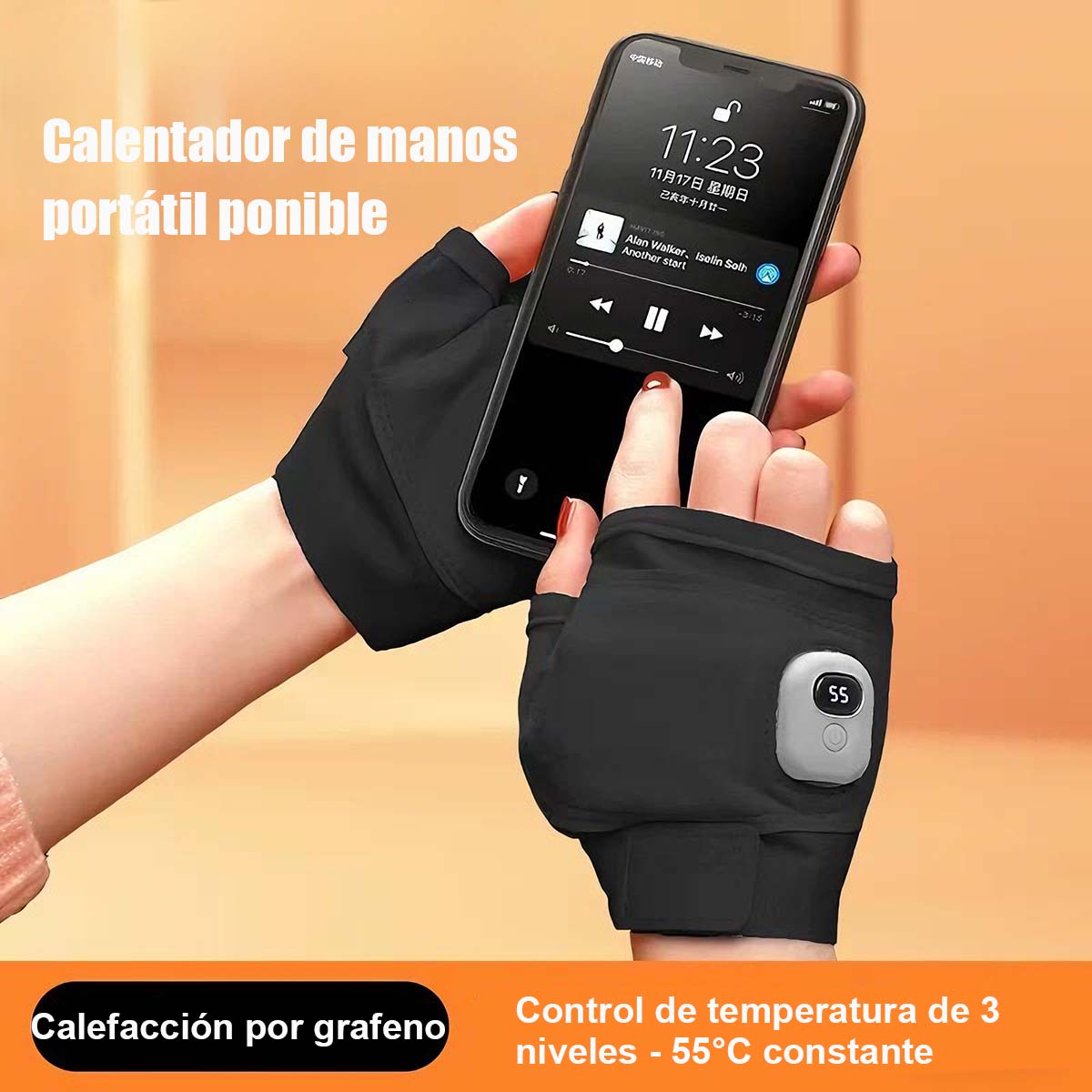 Nuevo modelo de guantes inteligentes térmicos con calefacción eléctrica, recarga por USB, dedos separados y semi-descubiertos, compatibles con pantallas táctiles, para mantener las manos calientes en invierno.
