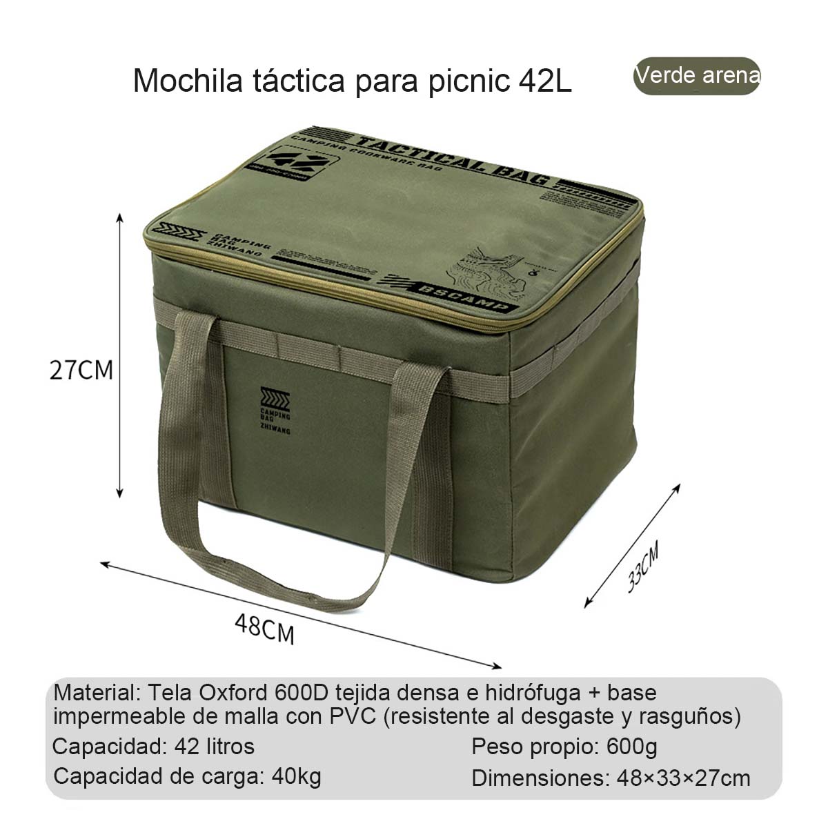 Caja plegable de almacenamiento para exteriores, contenedor de gran capacidad para picnic y camping, bolsa táctica para almacenar equipo, vajilla y utensilios de cocina.