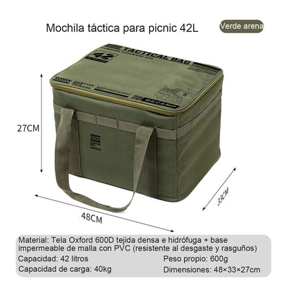 Caja plegable de almacenamiento para exteriores, contenedor de gran capacidad para picnic y camping, bolsa táctica para almacenar equipo, vajilla y utensilios de cocina.