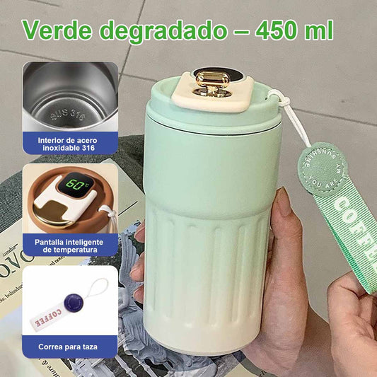Nueva botella térmica inteligente con indicador de temperatura, de acero inoxidable 316, para hombre y mujer. Taza de café de alta estética, portátil y de diseño minimalista.
