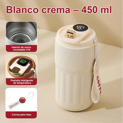 Nueva botella térmica inteligente con indicador de temperatura, de acero inoxidable 316, para hombre y mujer. Taza de café de alta estética, portátil y de diseño minimalista.