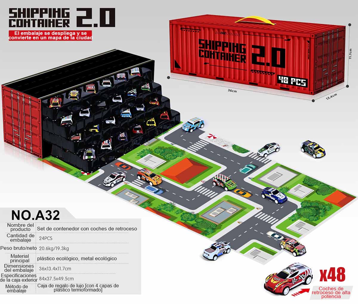 Colección de Coches de Hojalata Clásicos para Niños - Juguete Educativo con Parque de Estacionamiento y Camión Portacontenedores a Fricción