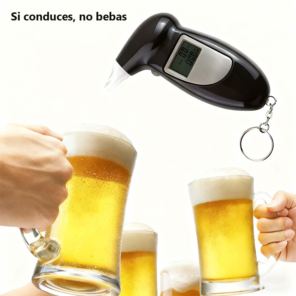 Alcoholímetro portátil para coche, prueba de aliento para vehículo, dispositivo de detección de alcohol para coche, especialmente diseñado para uso dentro del automóvil.